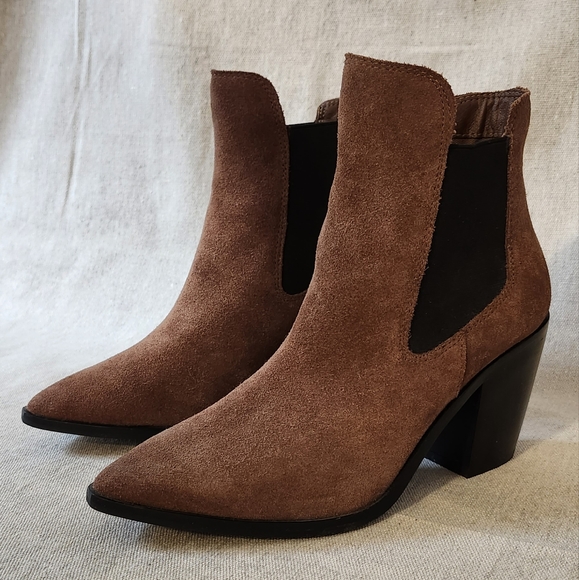 Chinese Laundry Utah Oak Brown Suede Leather Pointed-Toe Ankle Booties 6.5 - Picture 4 of 8